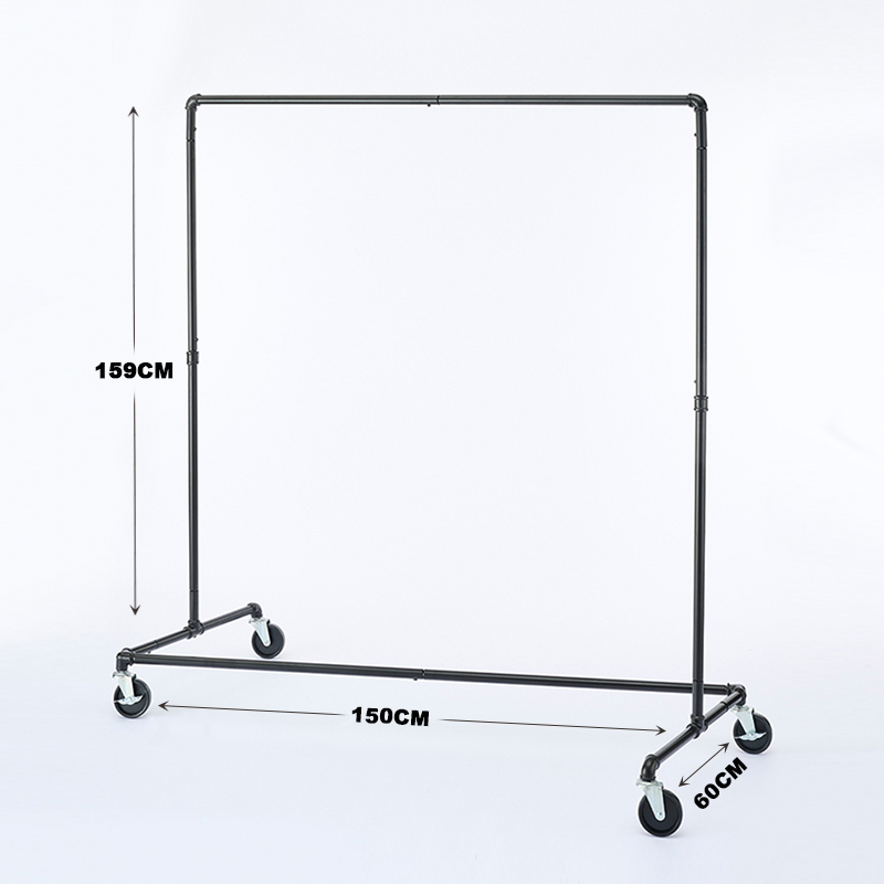 Heavy Duty Industrial Pipe Clothing Rack on Wheels with Brakes