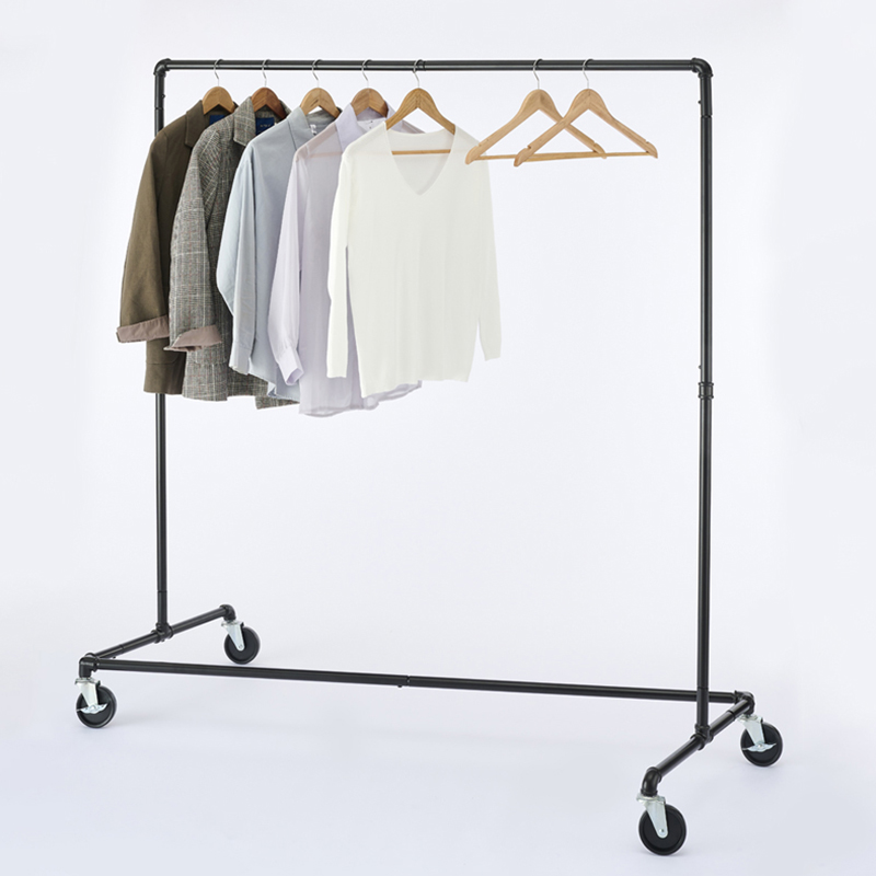 Heavy Duty Industrial Pipe Clothing Rack on Wheels with Brakes