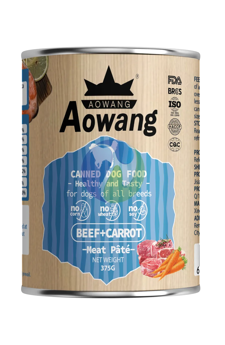 AOWANG Dog Can Meat Pâté Beef+Carrot 375g