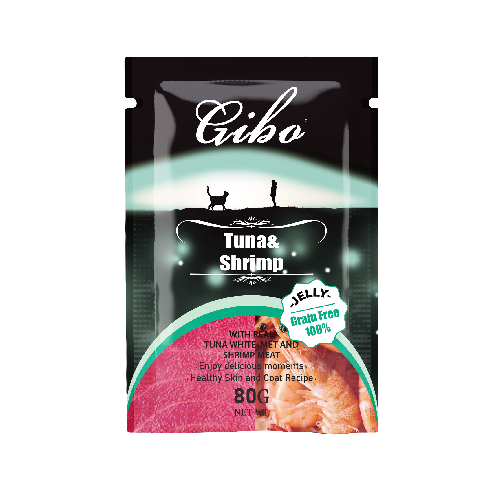 猫湿食，GIBO-CP08猫湿食吞拿鱼+虾，提供优质营养
