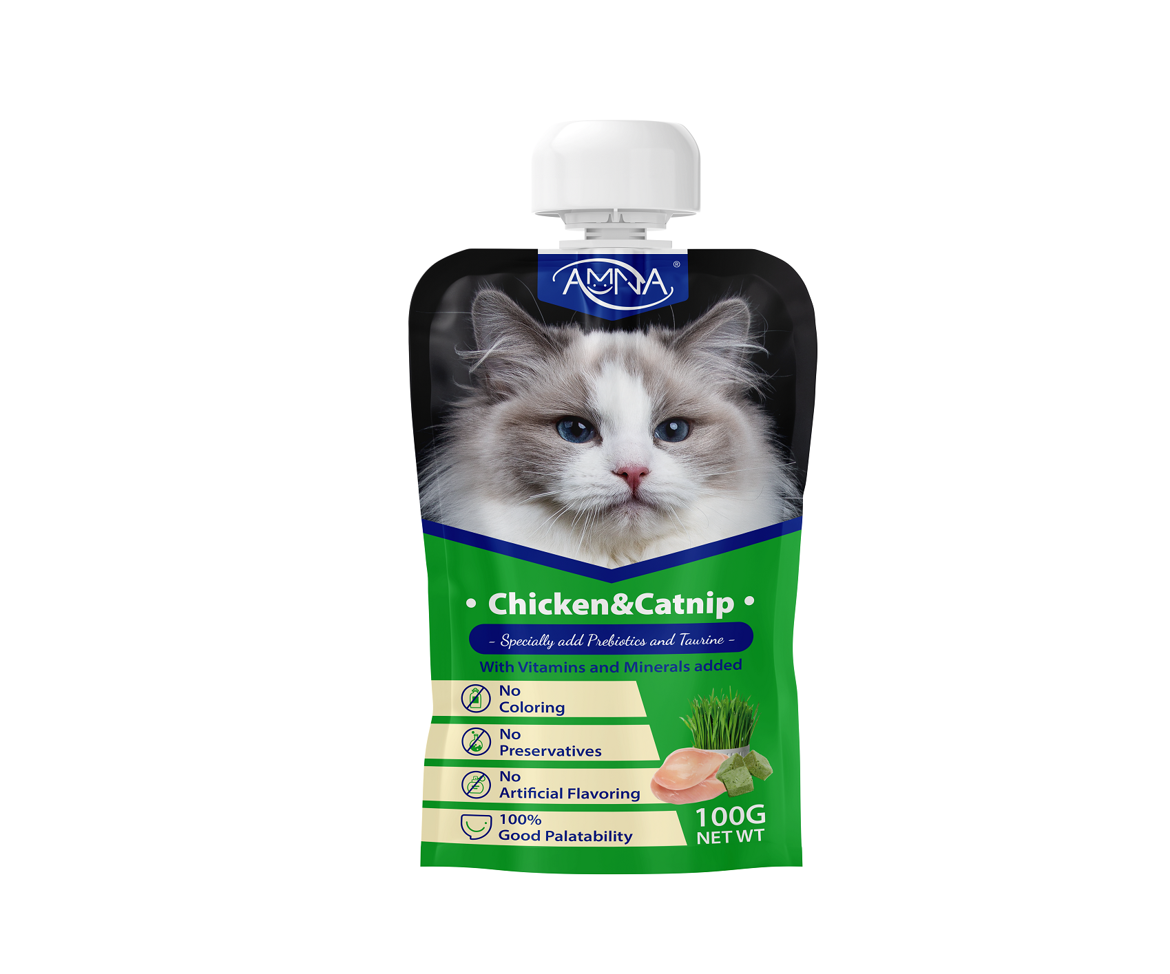 AMNA Chicken & Catnip Spout Cat Food - ACF004