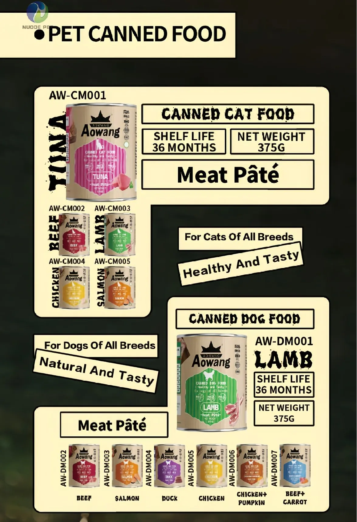 AOWANG Dog Can Meat Pâté Beef+Carrot 375g