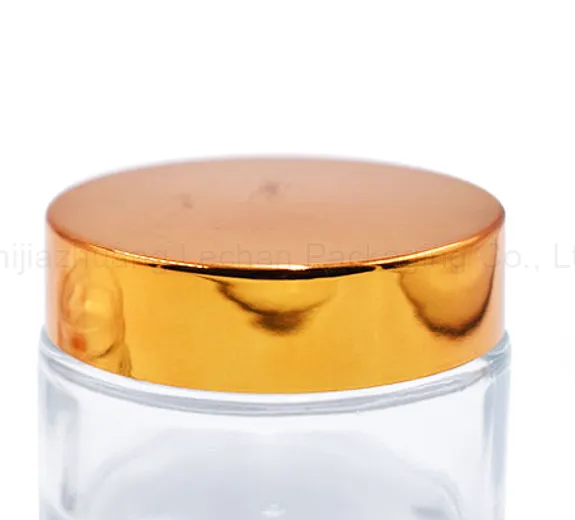Gold aluminum lid glass cream jar