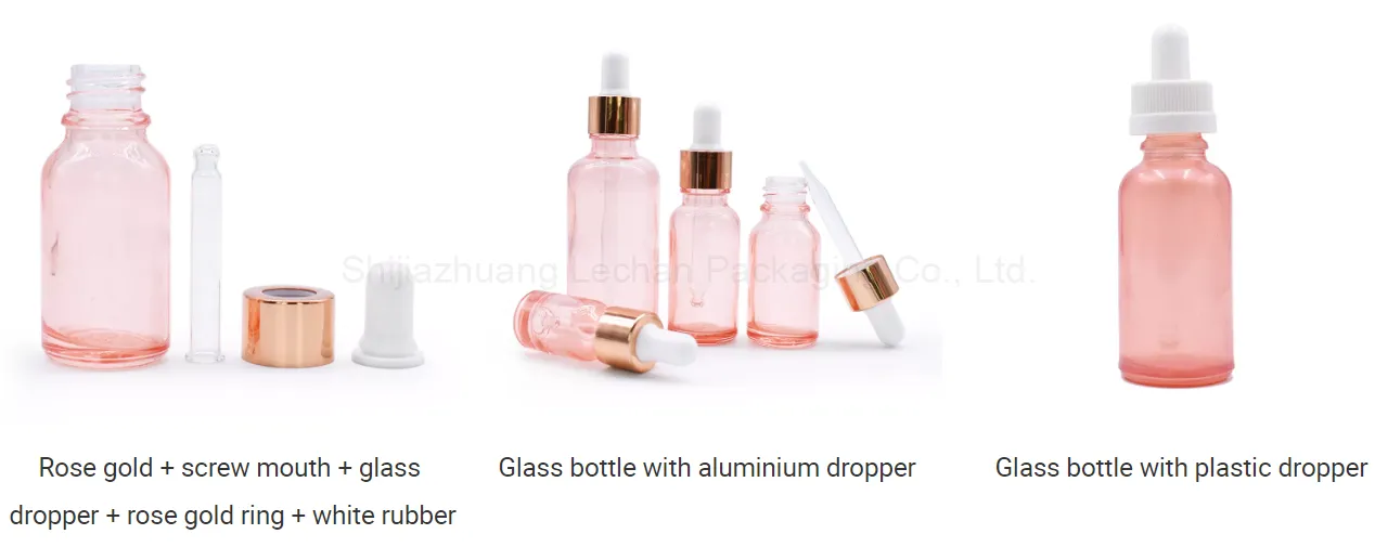 Pink Dropper Glass Bottles