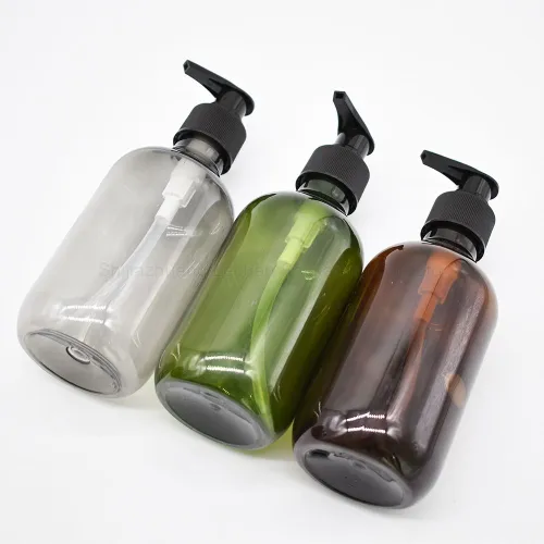 高品质绿色琥珀色PET塑料瓶洗发水瓶