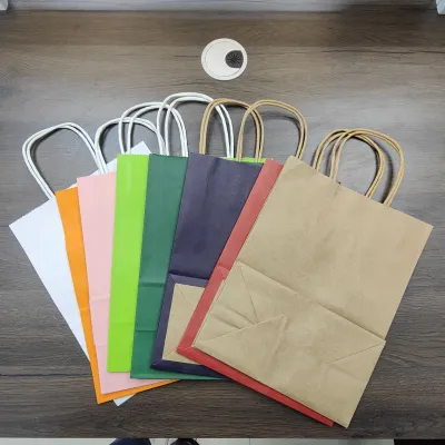 Color Kraft Shopping Paper Bag With Handle