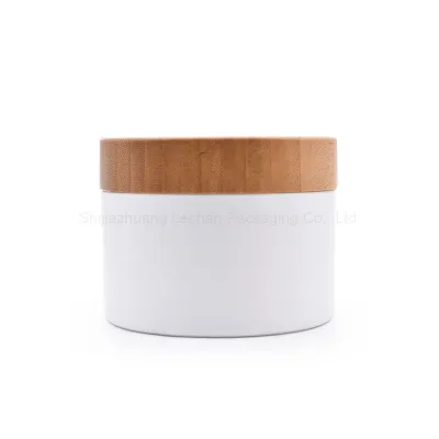 white plastic cream jar with wooden lids