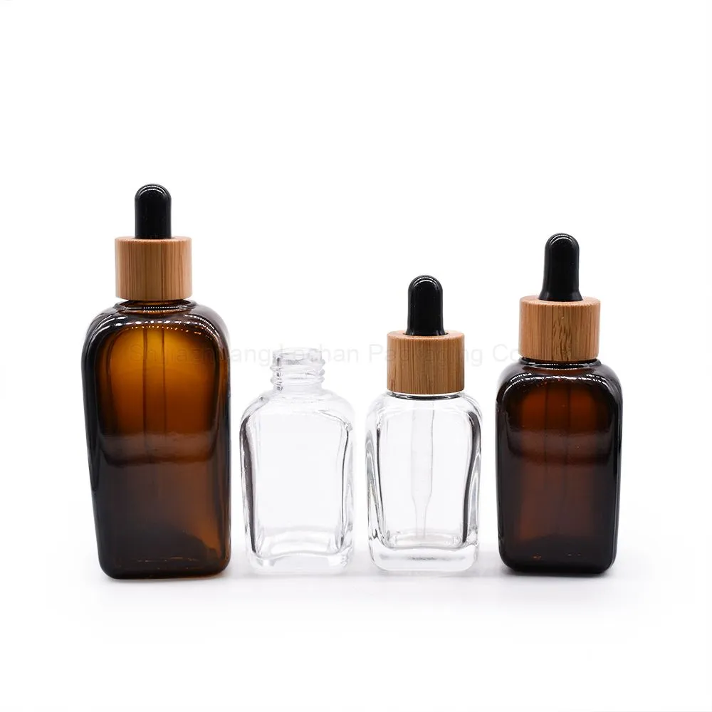 Amber Clear White Square Serum Dropper Bottle