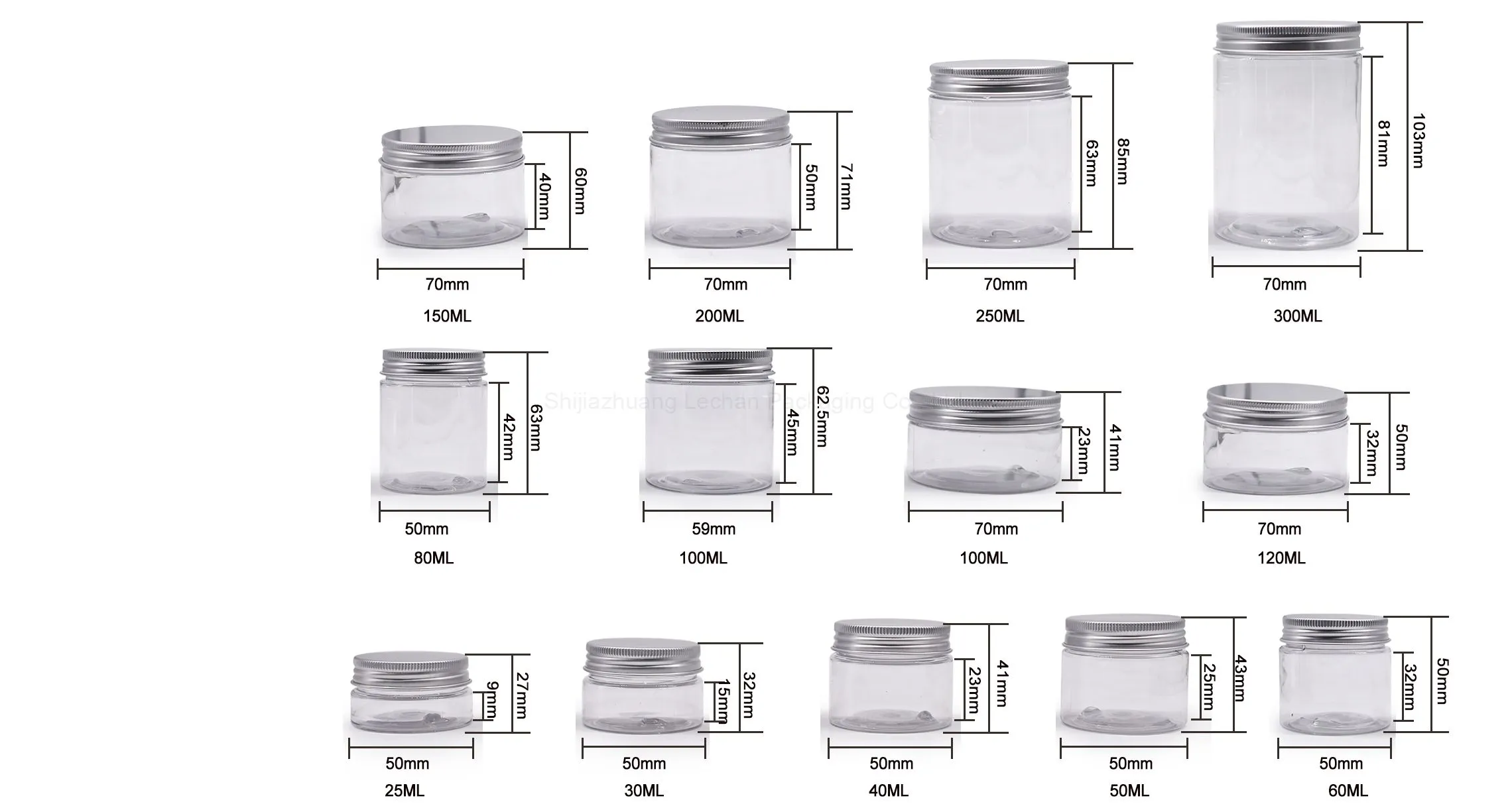 Alu Lid Plastic Pet Jars Wholesale