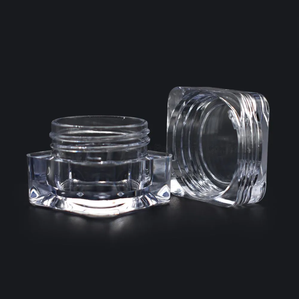 Transparent square cream sample acrylic jar