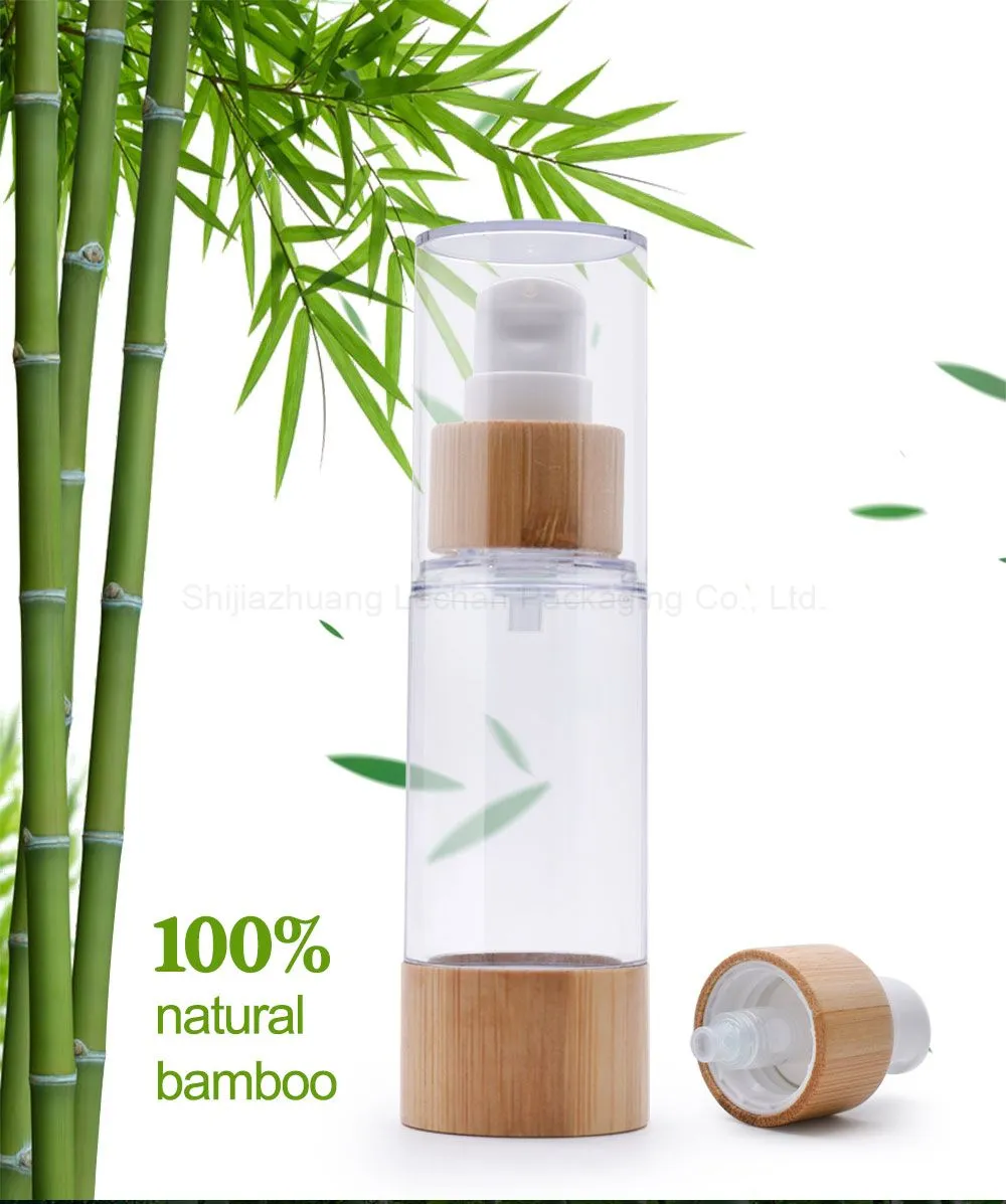 Bamboo Cap Bamboo Bottom Plastic Airless Bottles