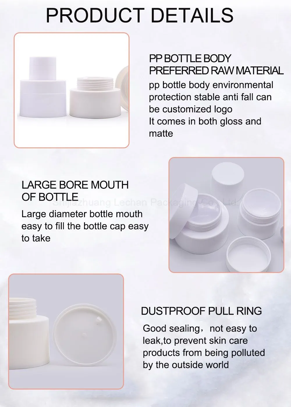 white thickened plastic narrow caliber cream jar