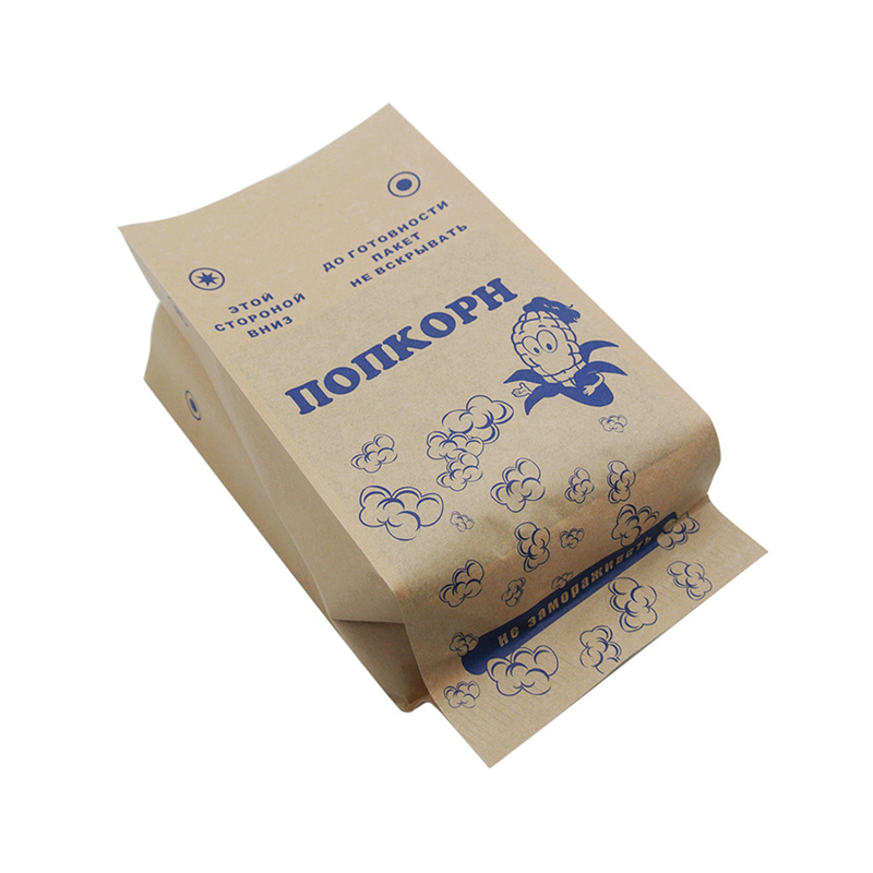 Brown Unbleached Kraft Paper Microwave Popcorn Bag