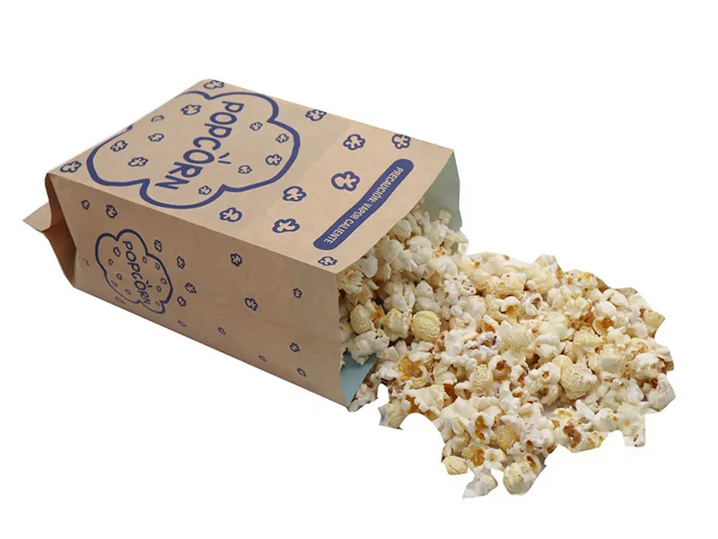 Brown Unbleached Kraft Paper Microwave Popcorn Bag