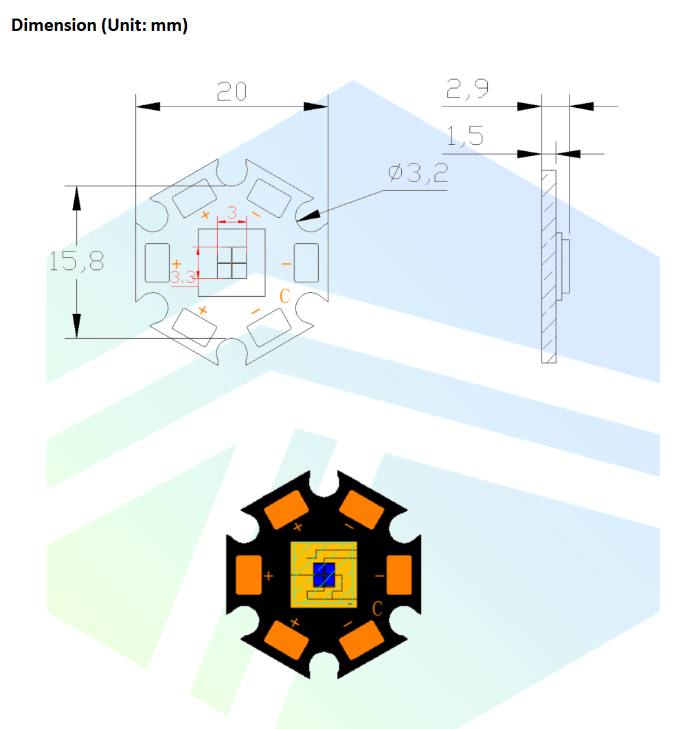 Led Copper Base 12V 60W Copper Core Star Base COB