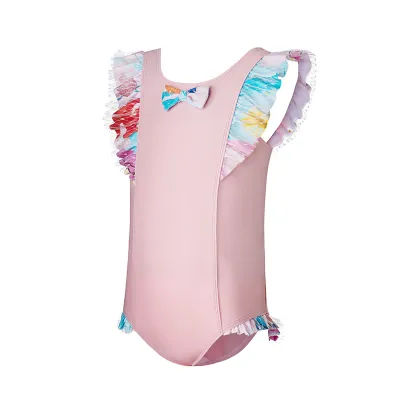 Miniatree Maßgeschneiderte Träger und Schleife einteiliger Strandbadeanzug für kleine Mädchen, hautfreundliche Badebekleidung