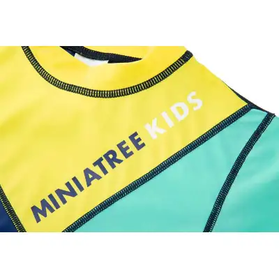 Miniatree custom two piece kids swimwear designer swimwear Patchwork color design boy beach swimwear