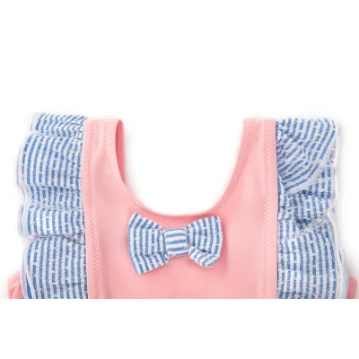 Miniatree Maßgeschneiderte Träger und Schleife einteiliger Strandbadeanzug für kleine Mädchen, hautfreundliche Beachwear-Badebekleidung