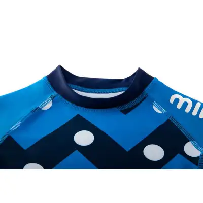 Miniatree kundenspezifische zweiteilige Jungenbadebekleidungs-Punktentwurf scherzt blaue hochwertige Badebekleidung der Strandbadebekleidung