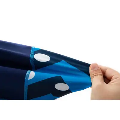 Miniatree kundenspezifischer zweiteiliger Jungenbadebekleidungs-Punktentwurf scherzt blaue hochwertige Badebekleidung der Strandbadebekleidung
