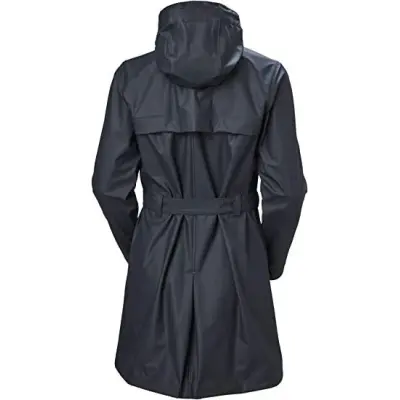 OEM/ODM women's Black Waisted ​PU rain jacket