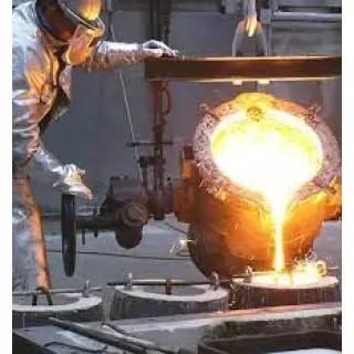 During the process of casting a metal part, a manufacturer forms a new solid shape by pouring molten metal into a mold and allowing the material to harden while