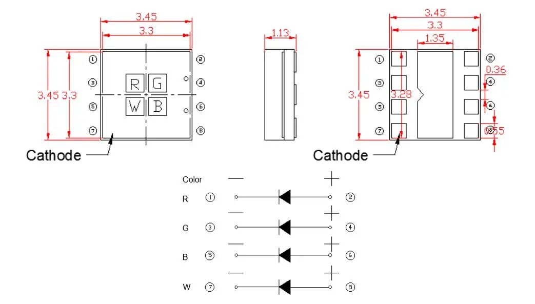 3535 RGBW, RGBW LED, 3535 led flat lens