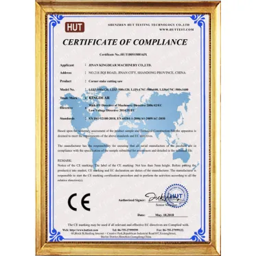 CE Certificate of Corner Stake Cutting Saw