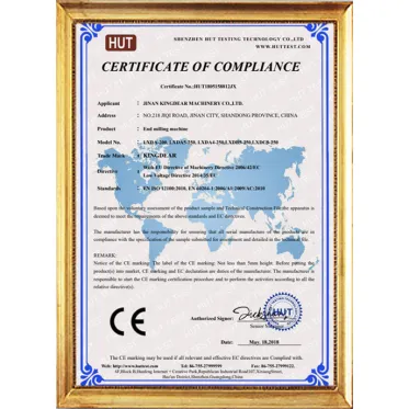 CE Certificate of End Milling Machine