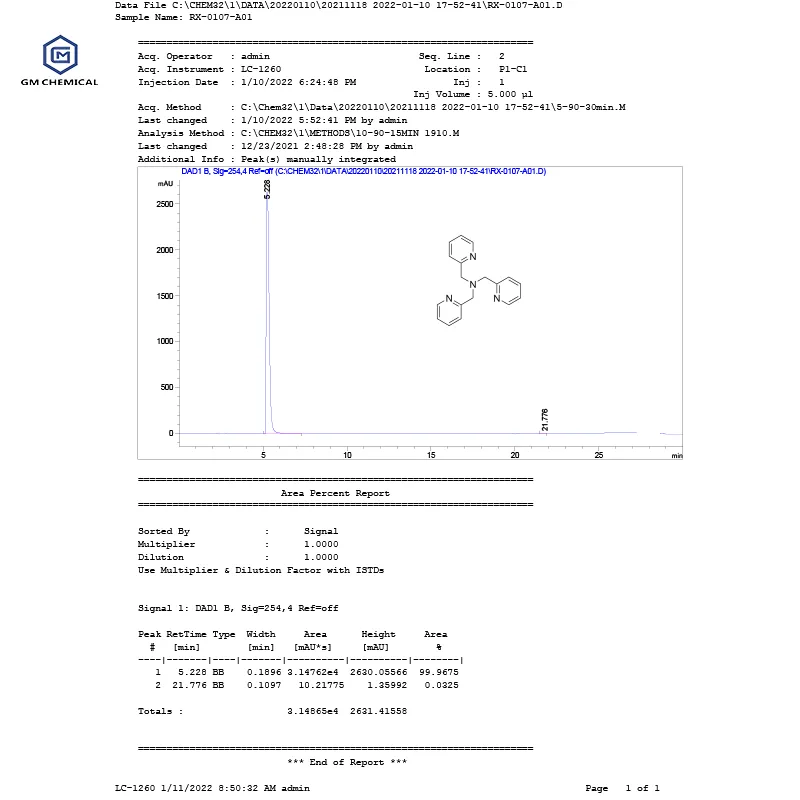 8kg Tris(2-pyridylmethyl)amine [16858-01-8] in stock now