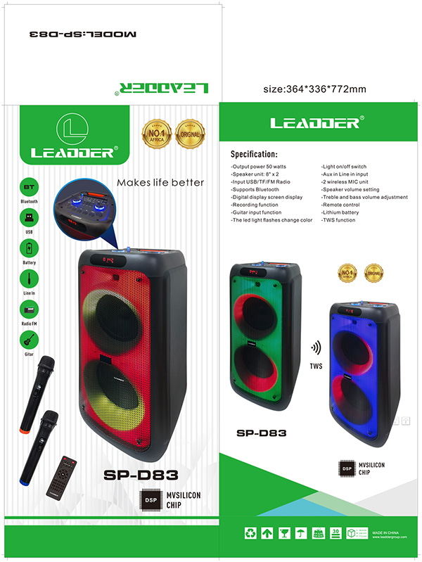 Speaker / Leadder / Bluetooth / Flame Screen / Outdoors / TWS / Gitar Interface / USB\Battery / SP-D83