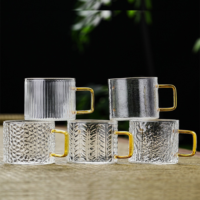 High borosilicate glass small tea cup hammer pattern small cup tea with