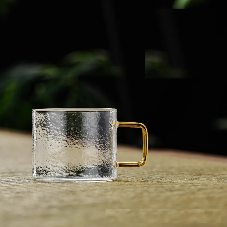 Hammered Pattern Glass Pitcher And Glass Cups, High Borosilicate