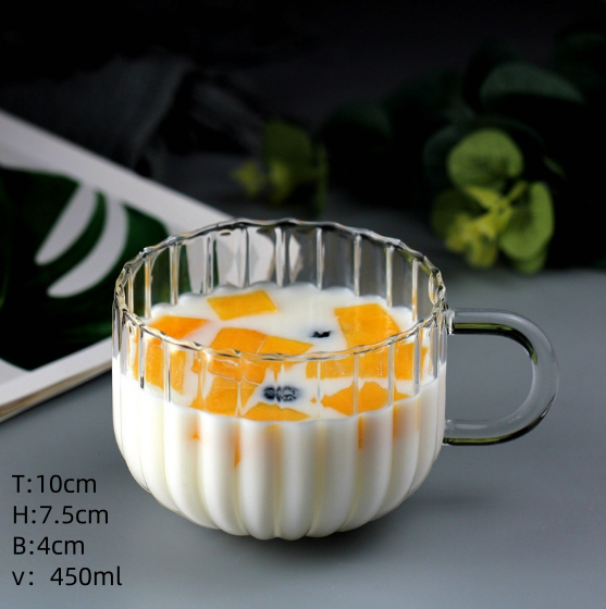 450Ml Cute Phnom Penh Pumpkin Breakfast Glass Mugs Coffee Cup Mugs Gold Rim Handgrip Borosilicate Tea Mug