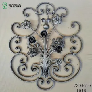 Wrought Iron Steel Components Ornamental Flower Panels