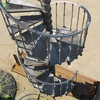 Outdoor Antique Used Wrought Iron Spiral Staircase