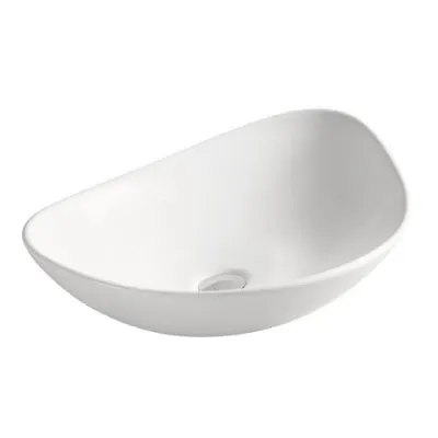 Tocador de baño lavabo de arte blanco de cerámica HY-5084