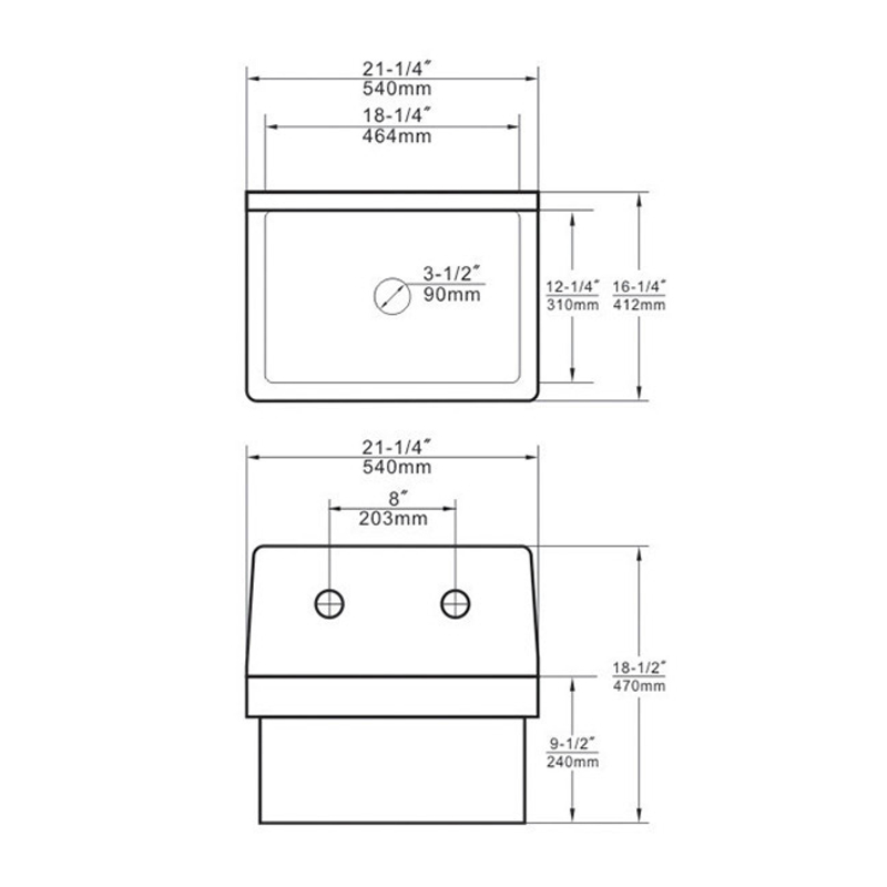 Kitchen wall face mounted ceramic sink F62116