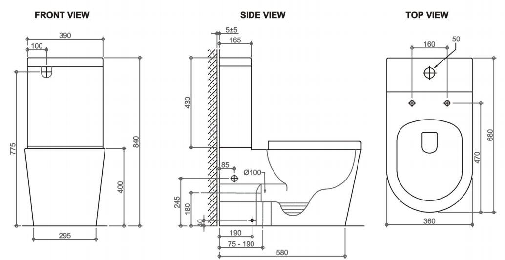 Watermark Bathroom Twopiece Toilet Suite 6002