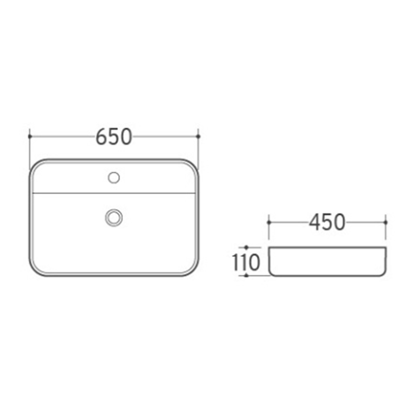 Bathroom White Rectangular Ceramic Basin HY8065