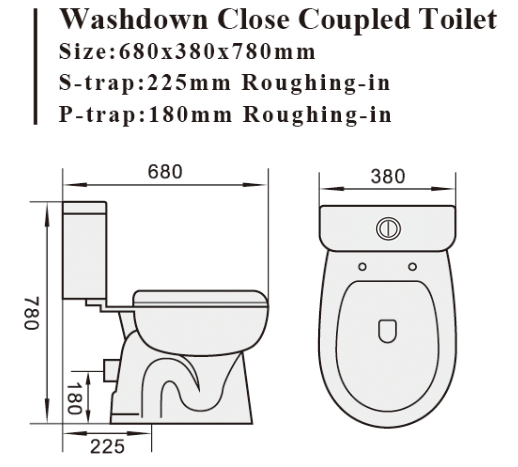 Watermark Bathroom P-trap Two-piece Toilet  8008