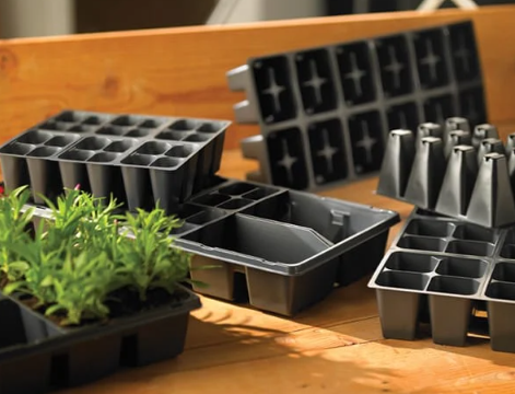 Plastic seeding trays