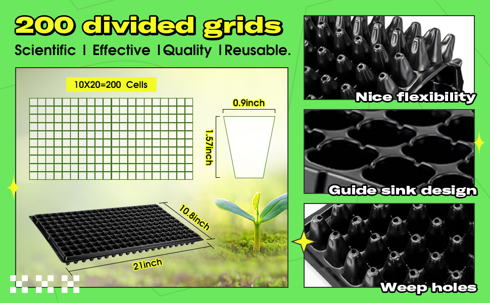 200 Cells Extra Large Plastic Plant Seedling Trays