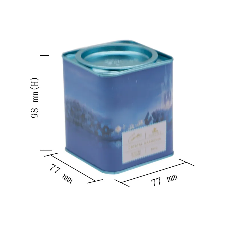 Decorative Tea Tins, Red Tea Tin, Square Green Tin Box