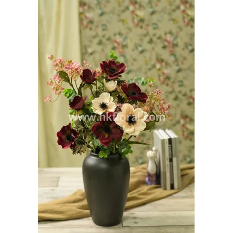 Artificial Flower, Home Deco, 56cm Anemone Sparyx 3/Dry Color