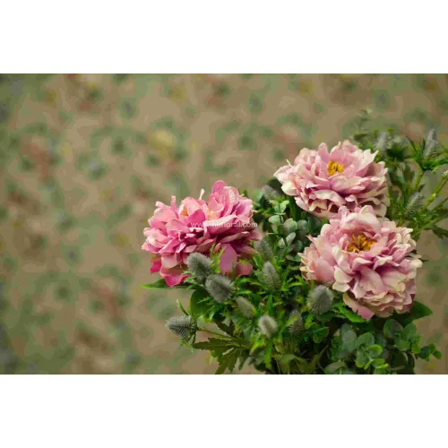 ARTIFICIAL FLOWER,Blooming Peony Spray/2 Lvs