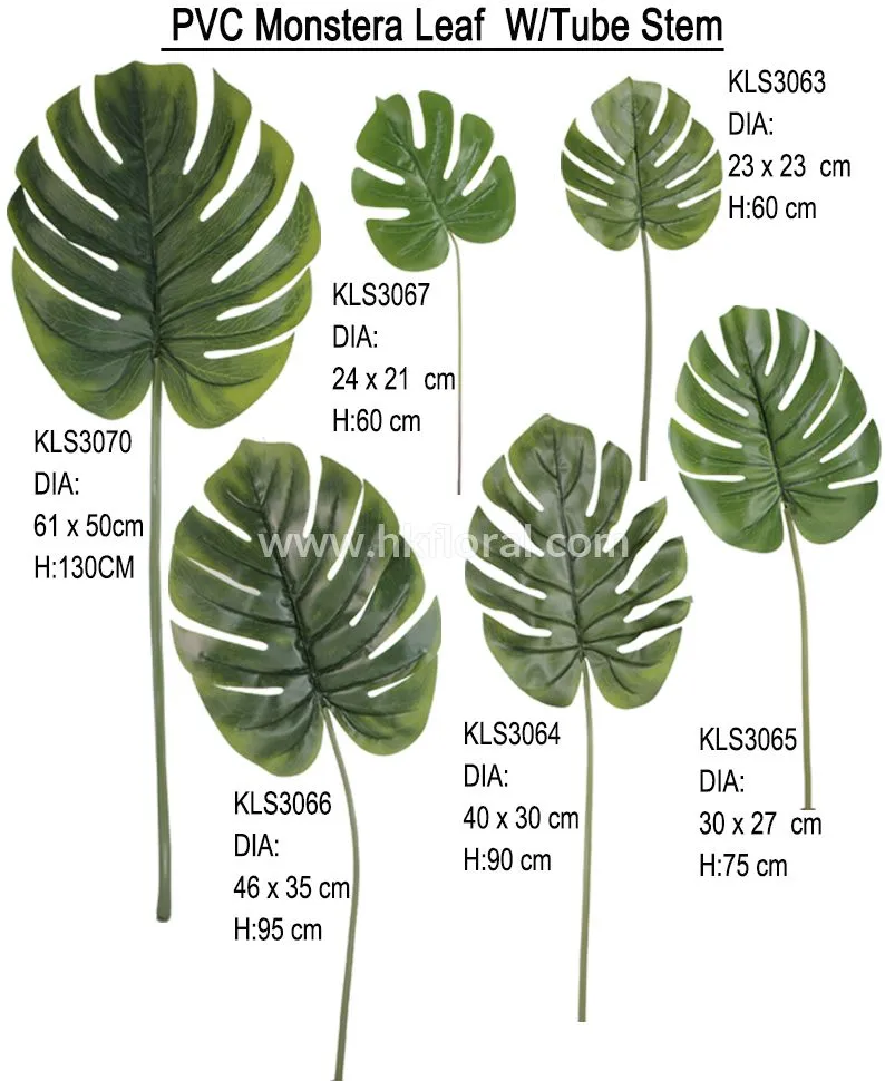 Dimensions of artificial monstera leaf