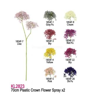 Artificial flower, 70cm Plastic Crown Flower Spray x2