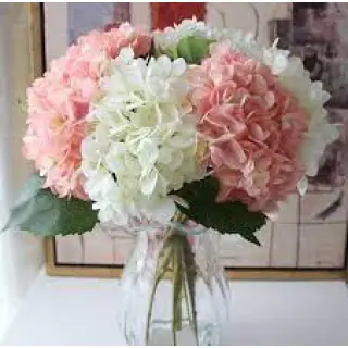 Beautiful artificial hydrangeas are popular in wedding arrangements, bouquets and artificial arrangements in vases.