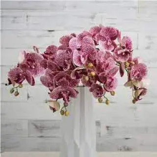 Large artificial orchids in glass vases flaunt artificial pink orchids that are perfect for displaying in formal living rooms or on dining tables.